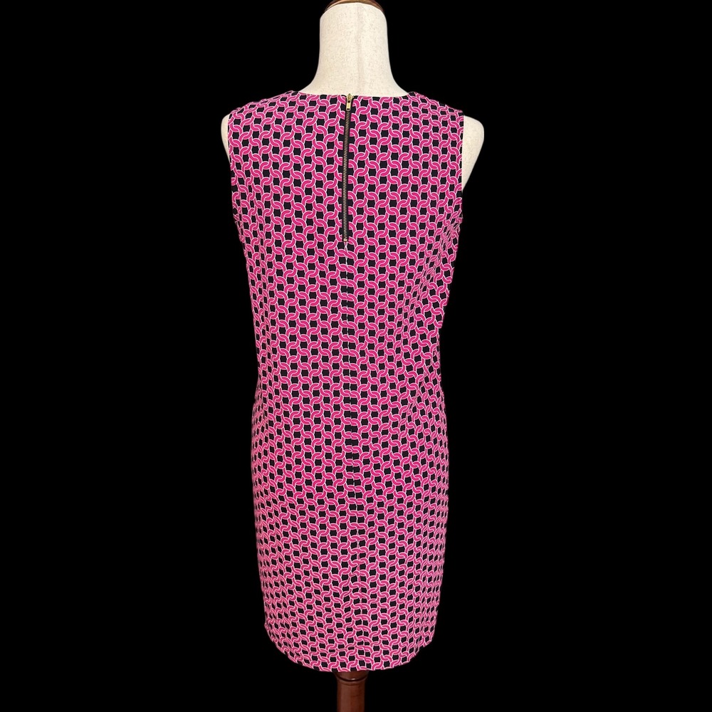 Adrienne Vittadini Geometric Print shift Dress Pink Navy‎ Sleeveless sz 2 office - Picture 2 of 8